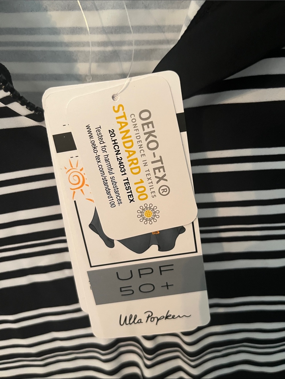 Ulla Popken Black and White Striped Women’s Swim Rashguard - Picture 2 of 5
